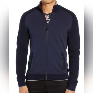 Ted Baker London Smuglyf Knit Bomber Full Zip Sweater Navy